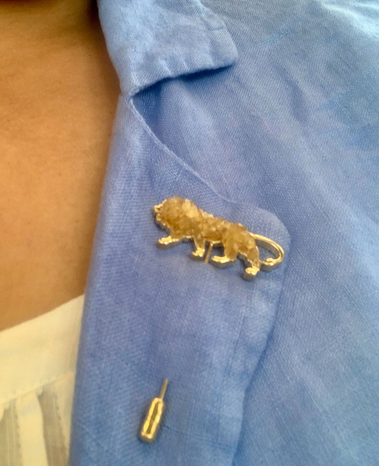 Make In India Lapel Pin in Real Yellow Sapphire
