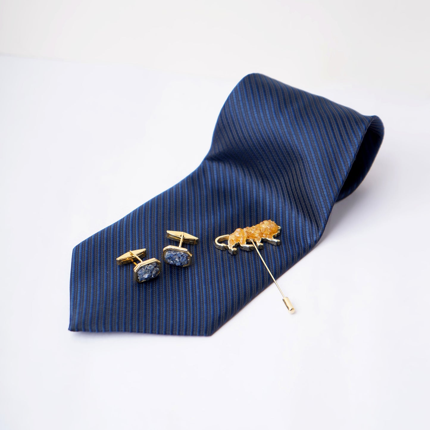 Make In India Lapel Pin in Real Yellow Sapphire3