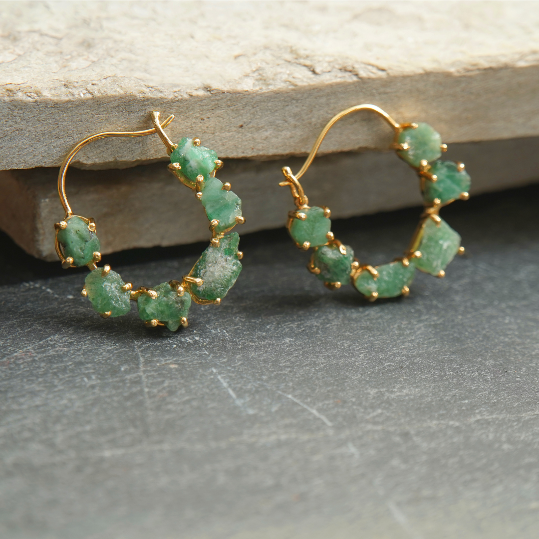 Natural Emerald Multistone Earrings- Panna Baali1