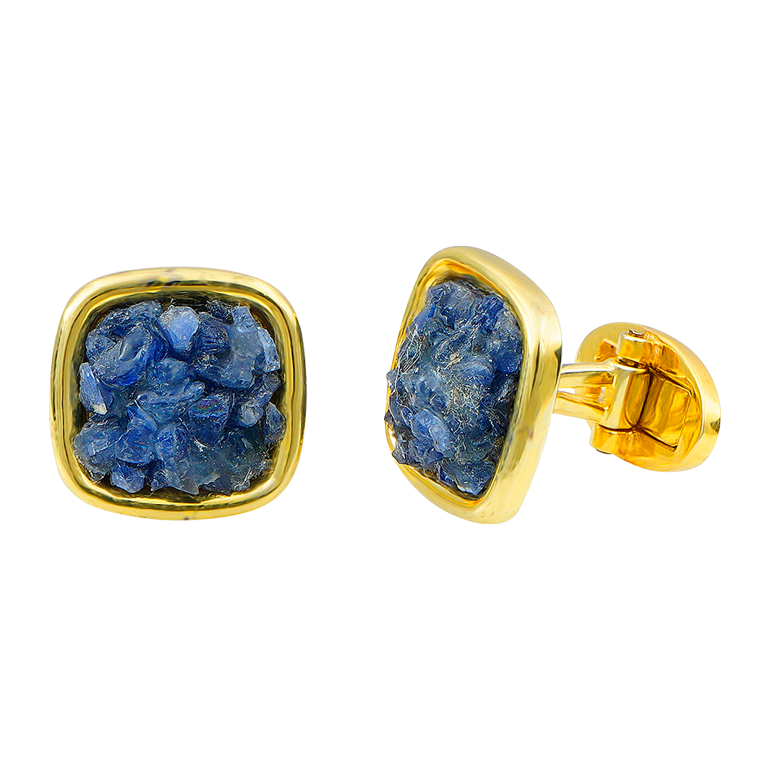 Natural Raw Blue Sapphire Cuff Links design1