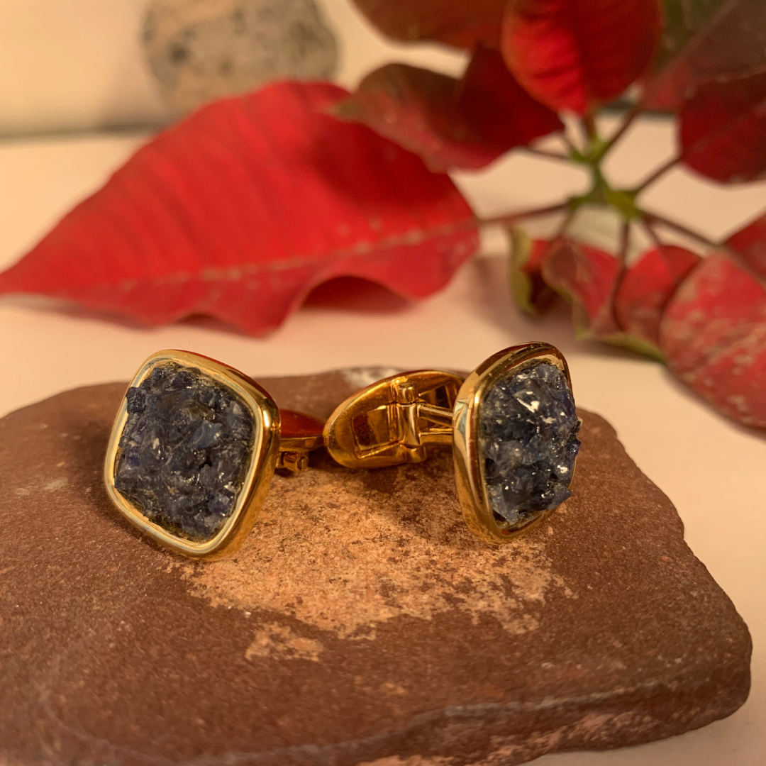 Natural Raw Blue Sapphire Cuff Links design11