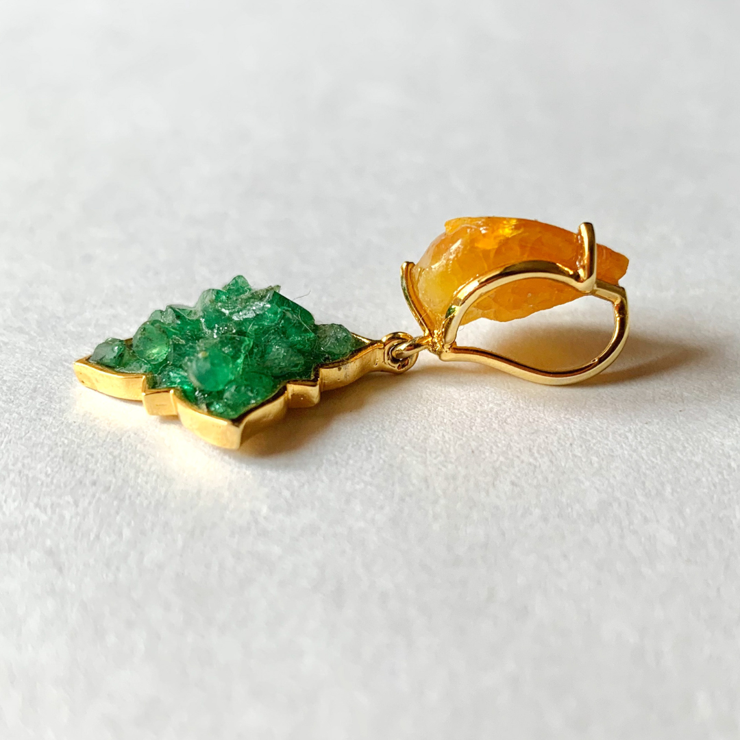 Natural Yellow Sapphire and Emerald Pendant1