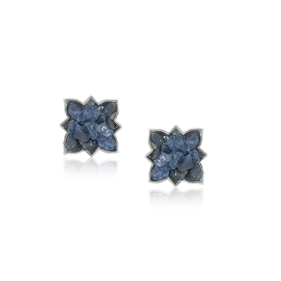 Raw Blue Sapphire Earrings