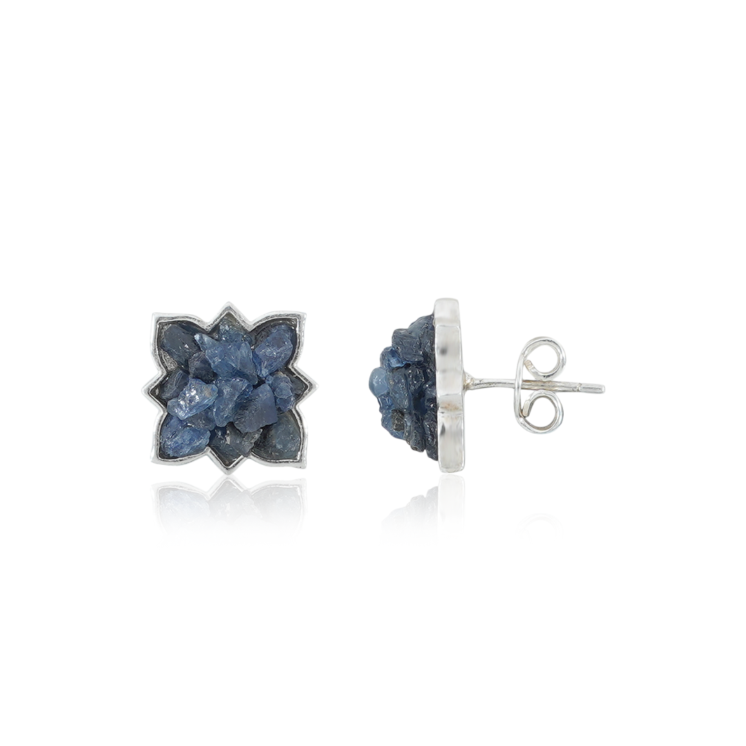 Raw Blue Sapphire Earrings - Neeli1