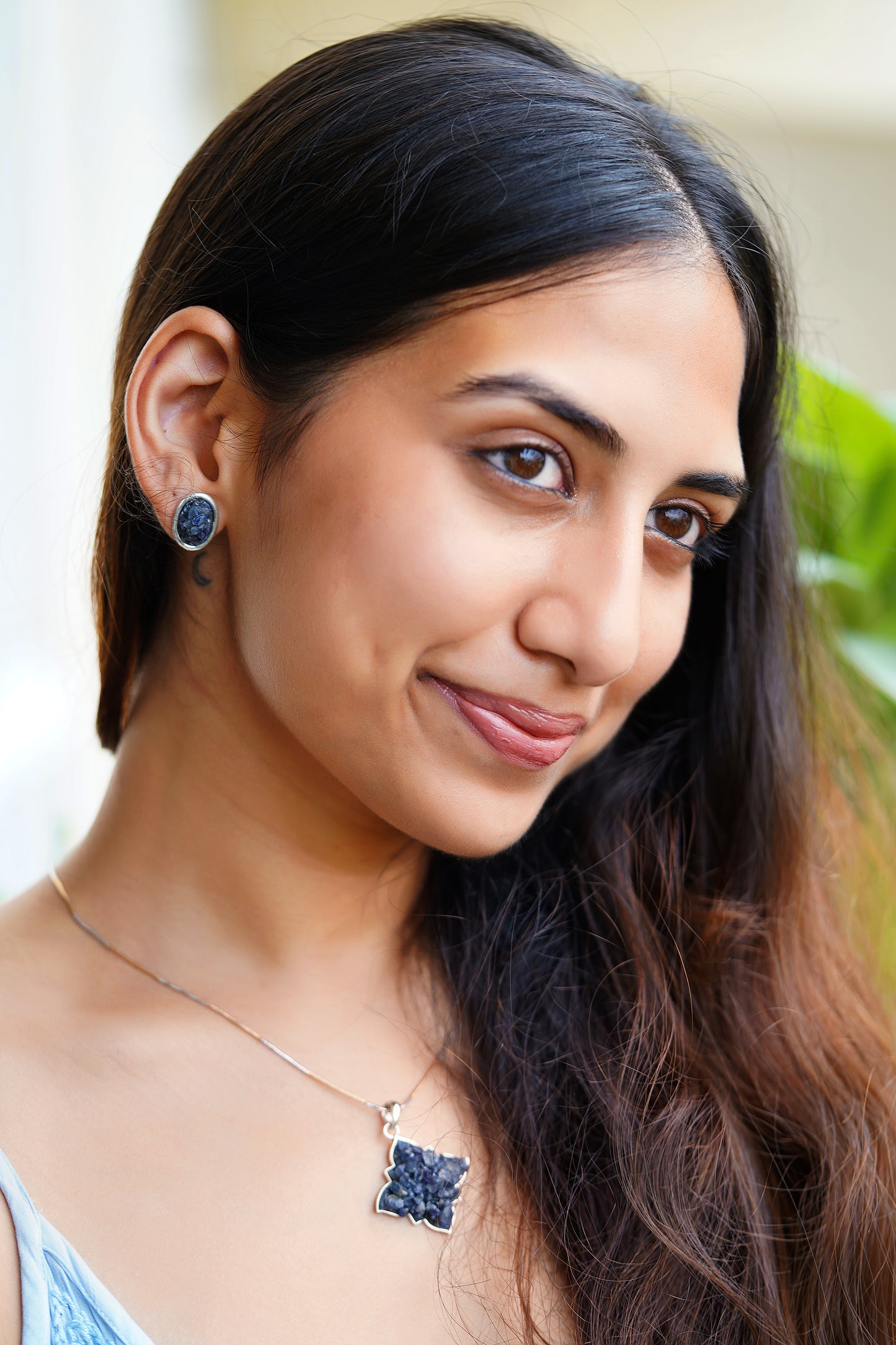 Raw Blue Sapphire Earrings TOPSIA