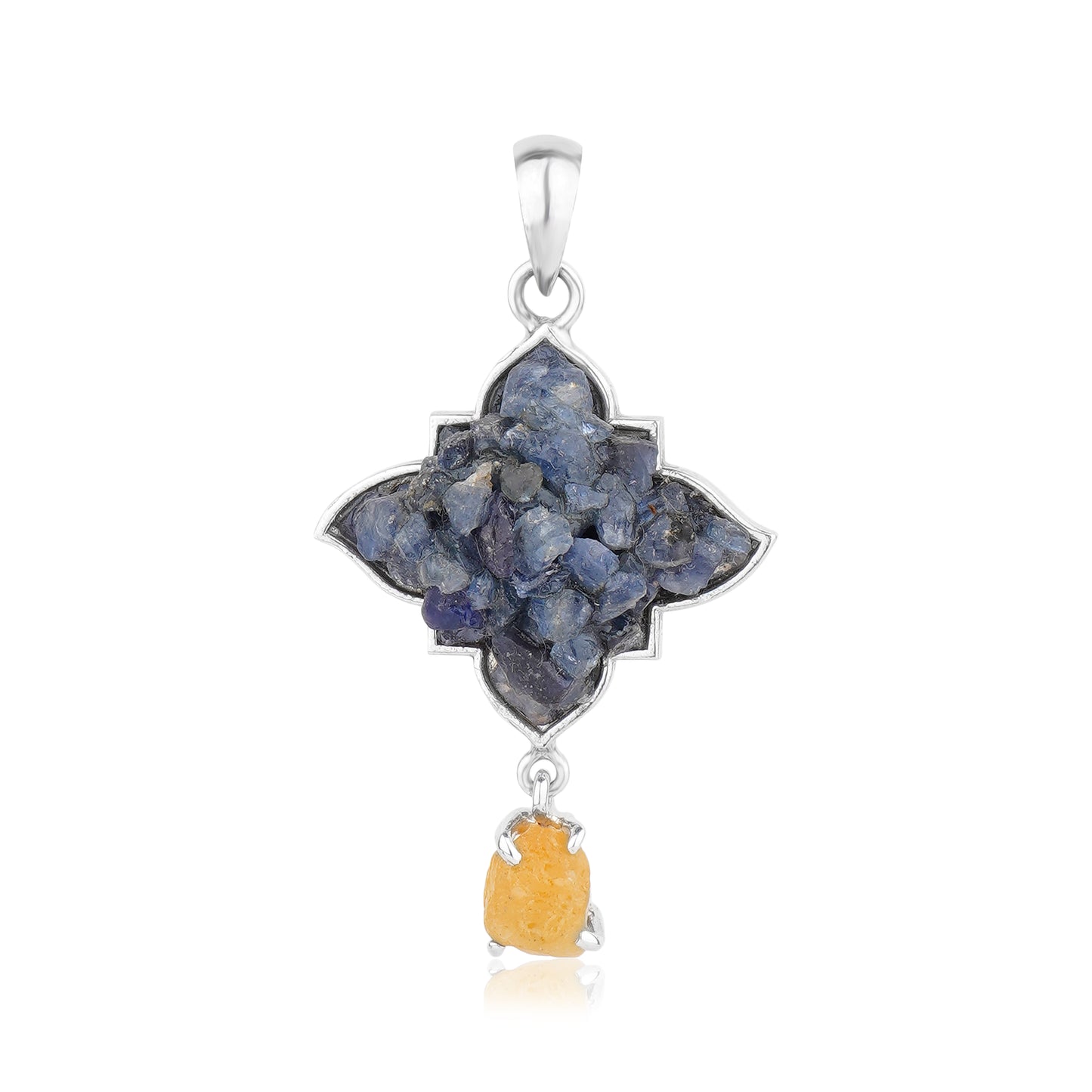 Natural Dual Blue and Yellow Sapphire Pendant