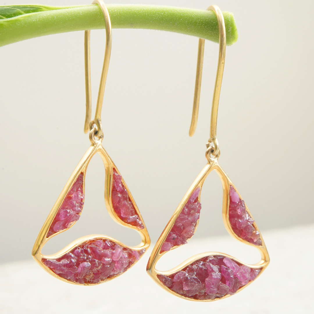 Unique Natural Ruby Earrings - Trikon1