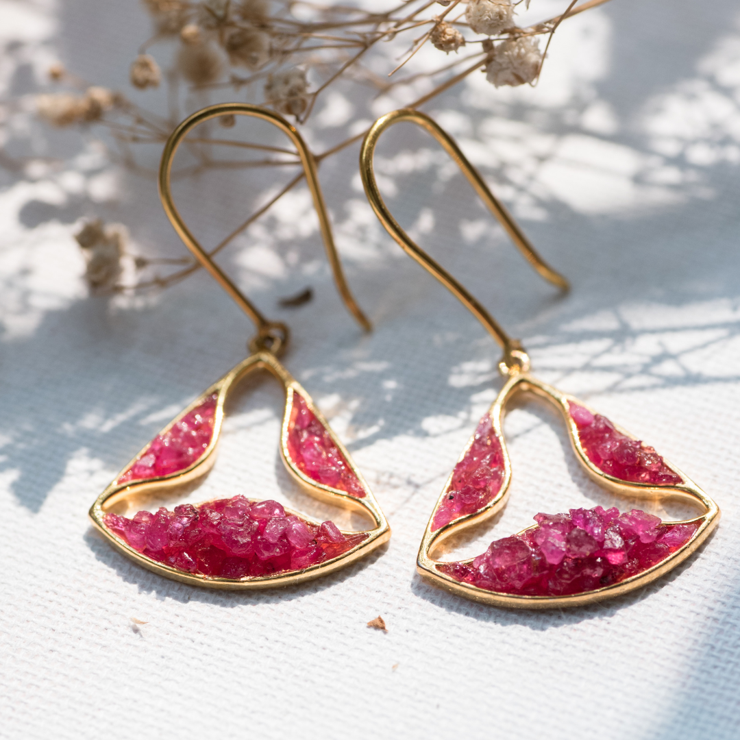 Unique Natural Ruby Earrings - Trikon2