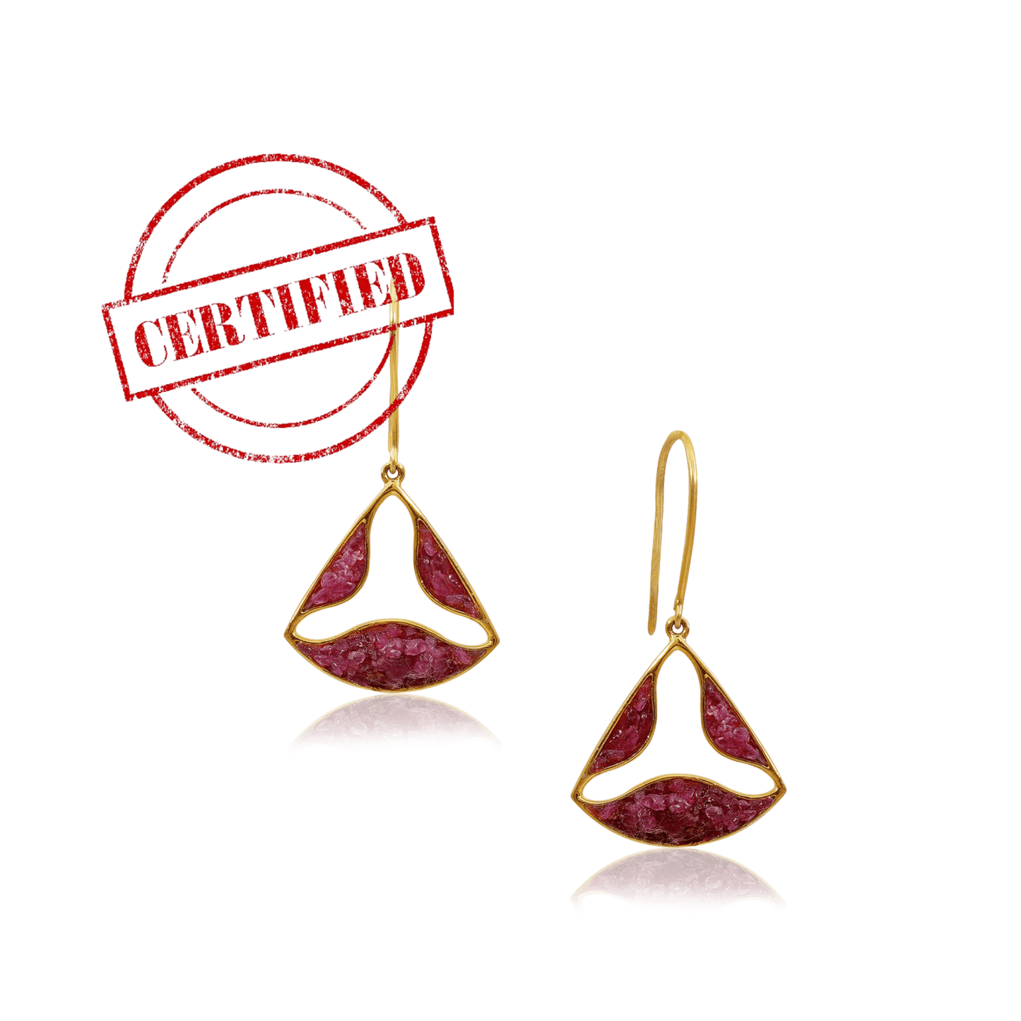 Unique Natural Ruby Earrings - Trikon3