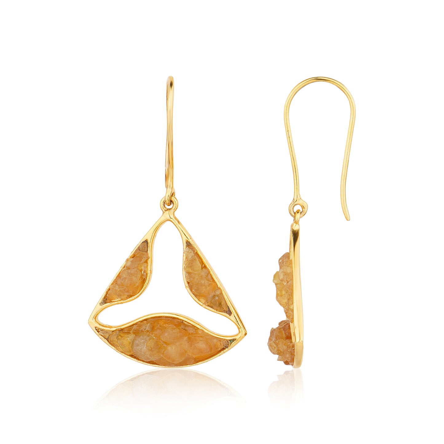 Unique Natural Yellow Sapphire Earrings - Trikon