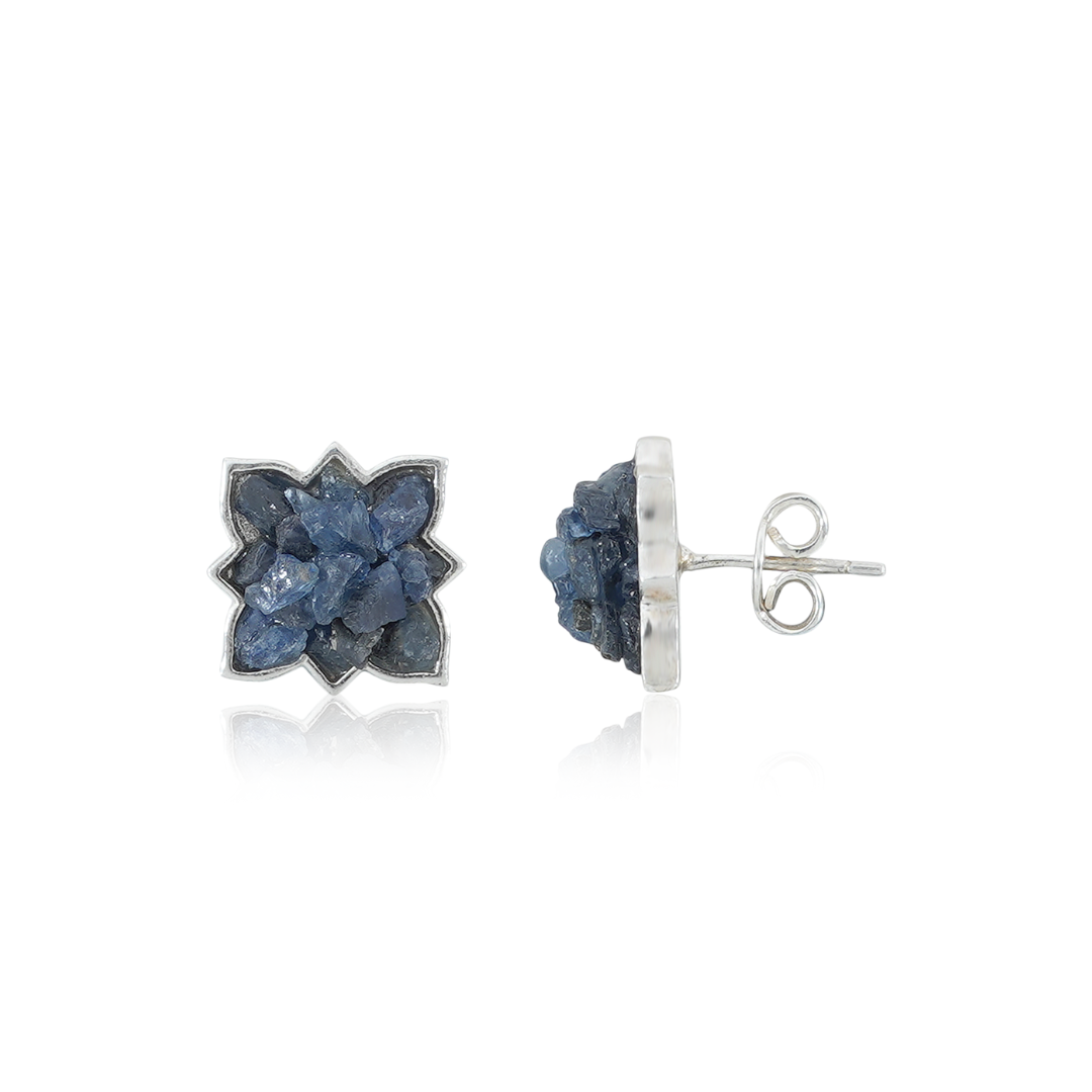 Raw Blue Sapphire Earrings - Neeli