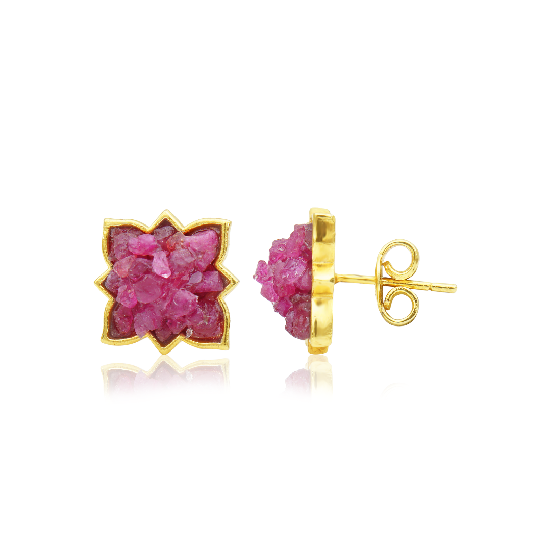 Natural Ruby Earrings - Studs