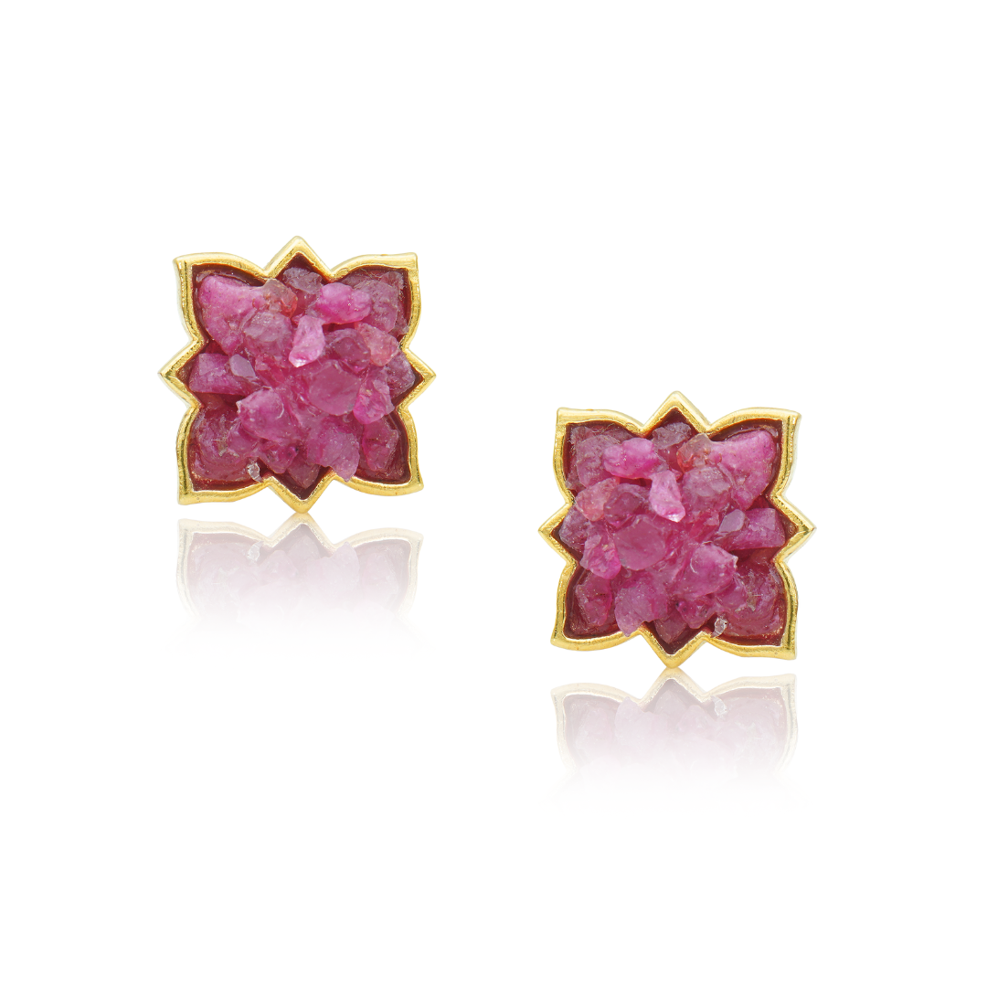 Natural Ruby Earrings - Studs