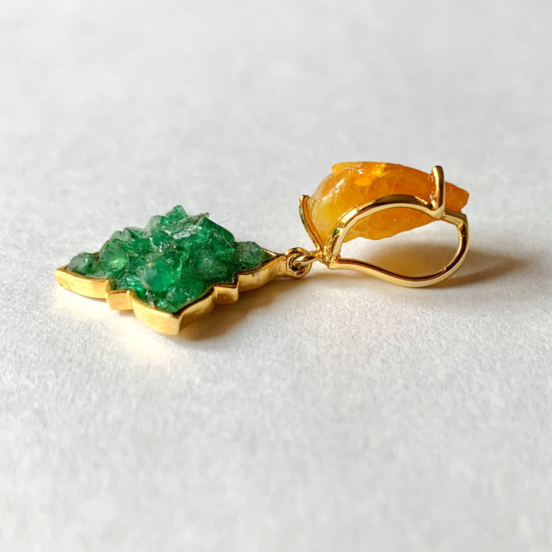 Natural Yellow Sapphire and Emerald Pendant