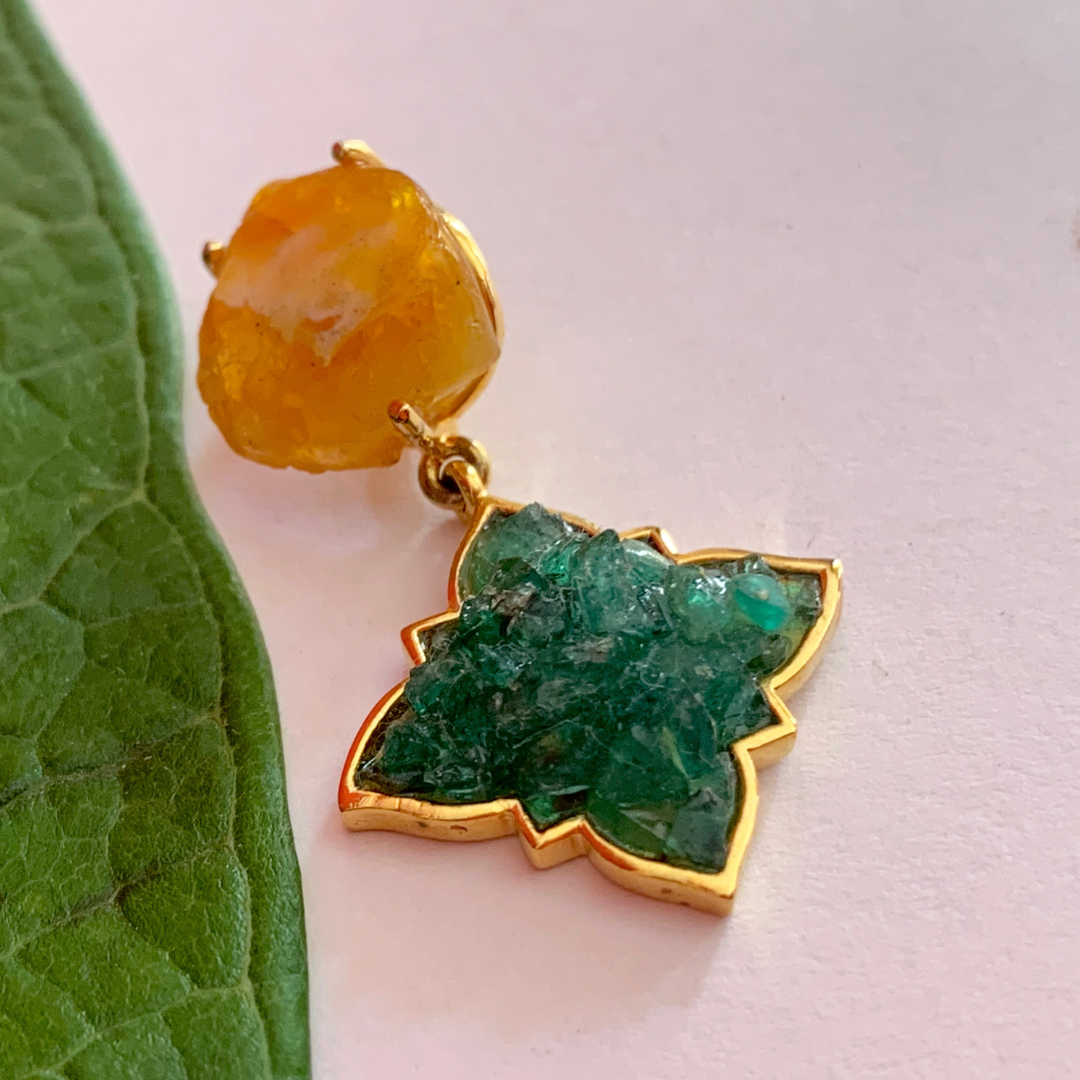 Natural Yellow Sapphire and Emerald Pendant