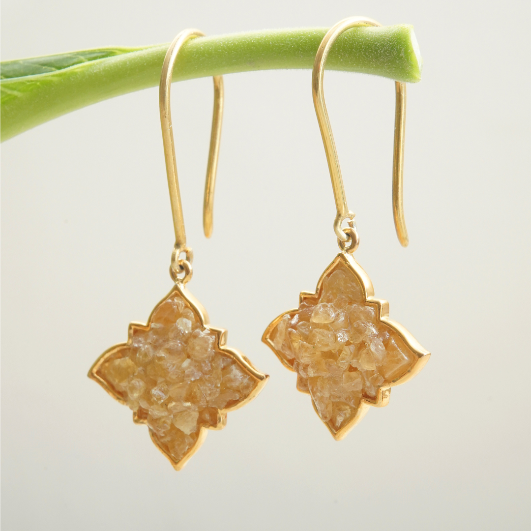 Natural Yellow Sapphire Earrings- Latkan