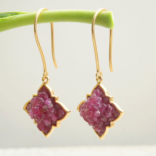 Natural Ruby Earrings - Manik Latkan