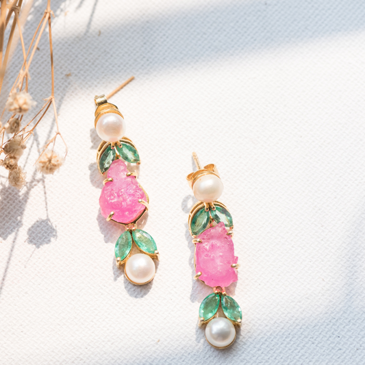 Classic EMERALD and RUBY hanging earrings