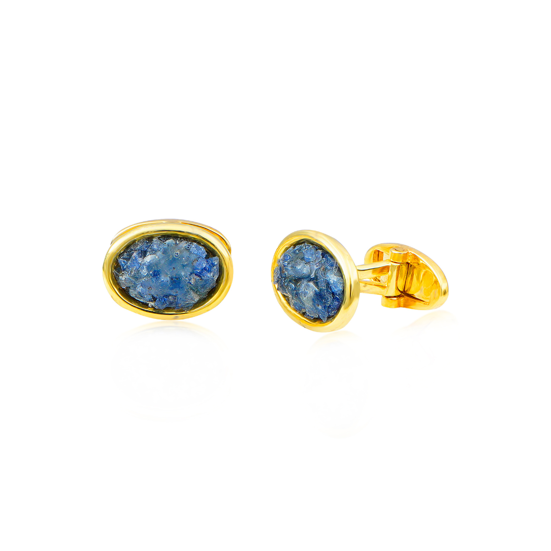 Natural Blue Sapphire Gem Cuff Links