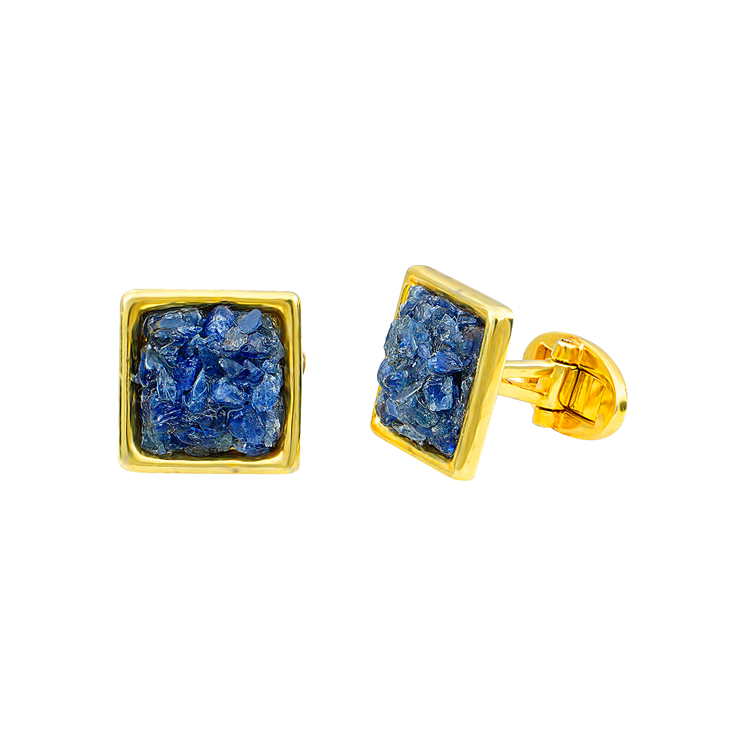 Natural Raw Blue Sapphire Cuff Links for Men