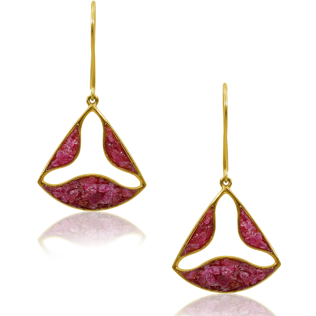 Unique Natural Ruby Earrings - Trikon