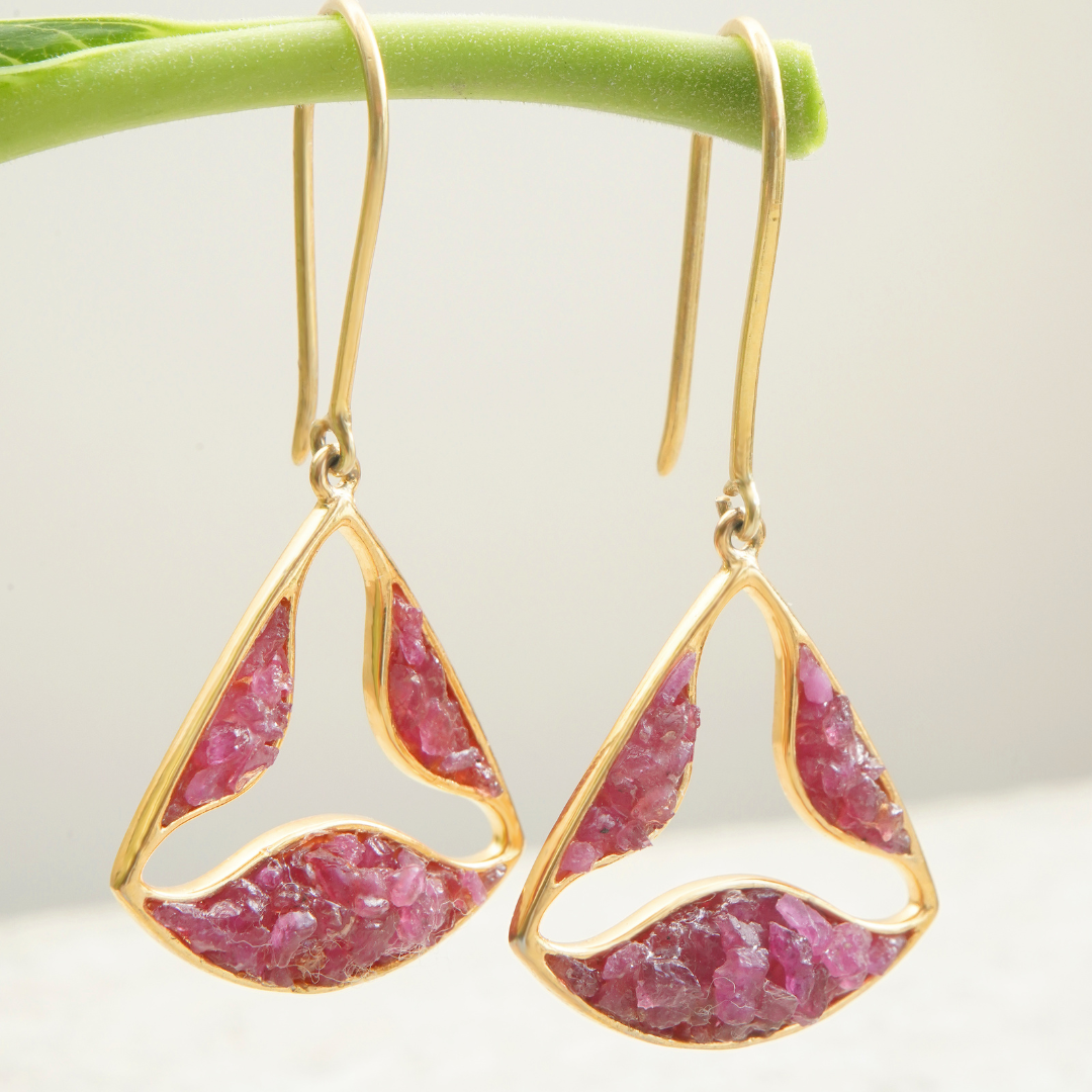 Unique Natural Ruby Earrings - Trikon