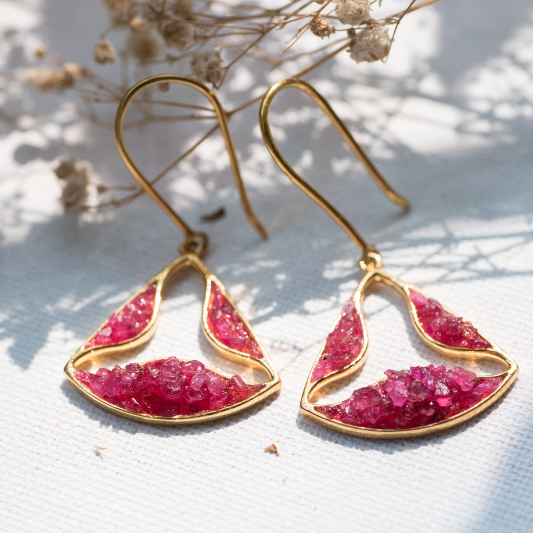 Unique Natural Ruby Earrings - Trikon