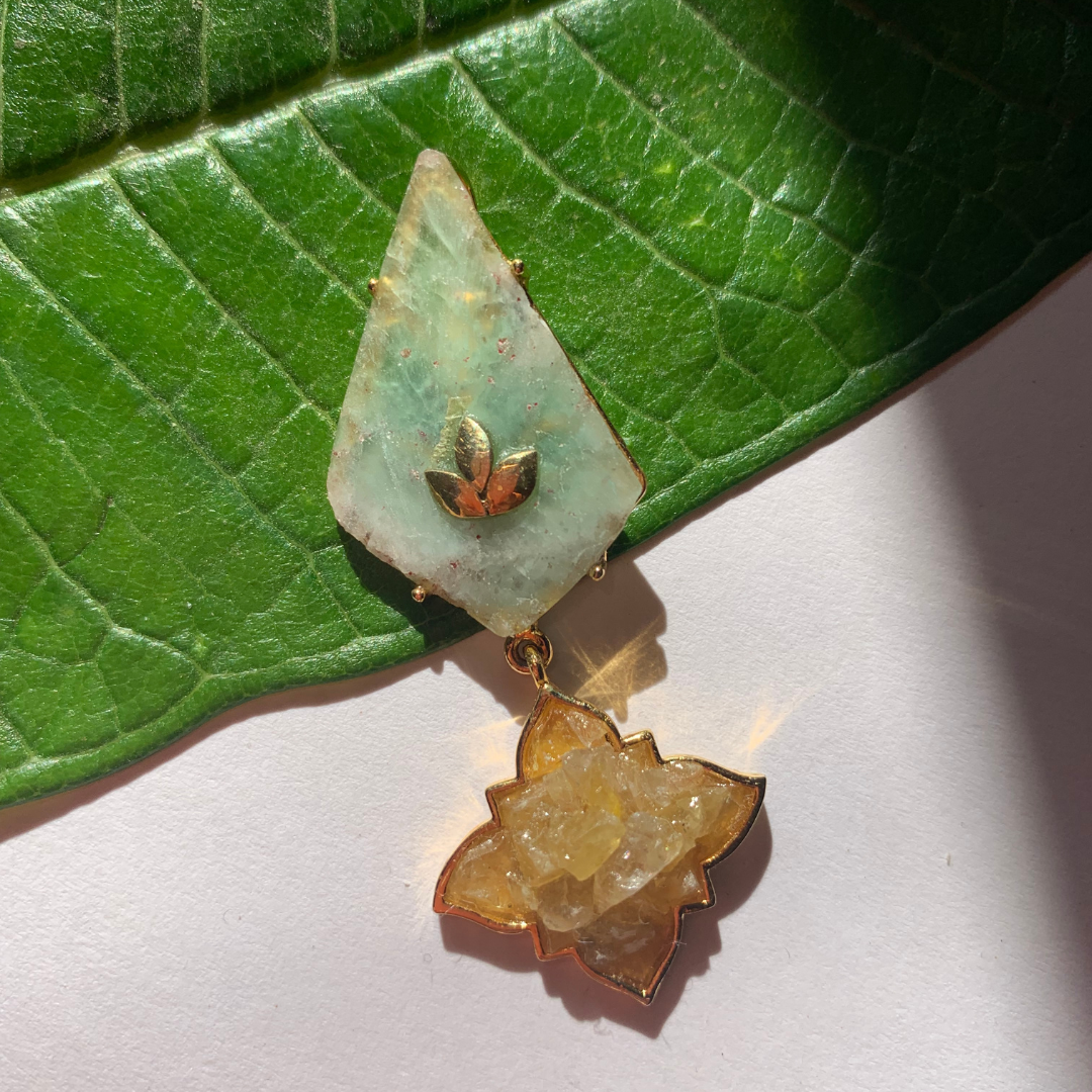 Natural Dual Emerald and Yellow Sapphire Pendant