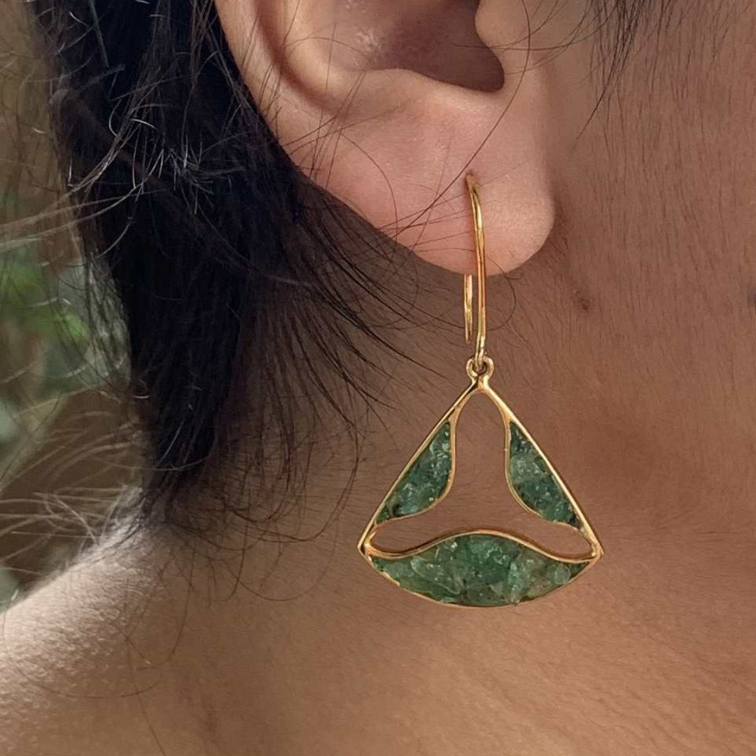 Unique Natural Emerald Earrings - Trikon