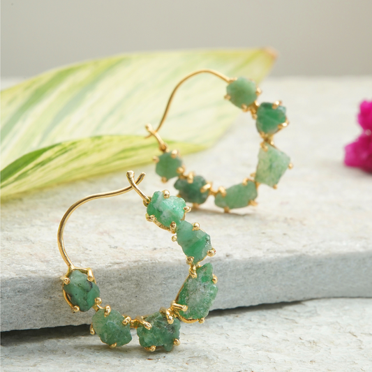 Natural Emerald Multistone Earrings- Panna Baali