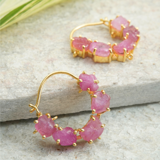 Natural Ruby Multistone Earrings- Baalis