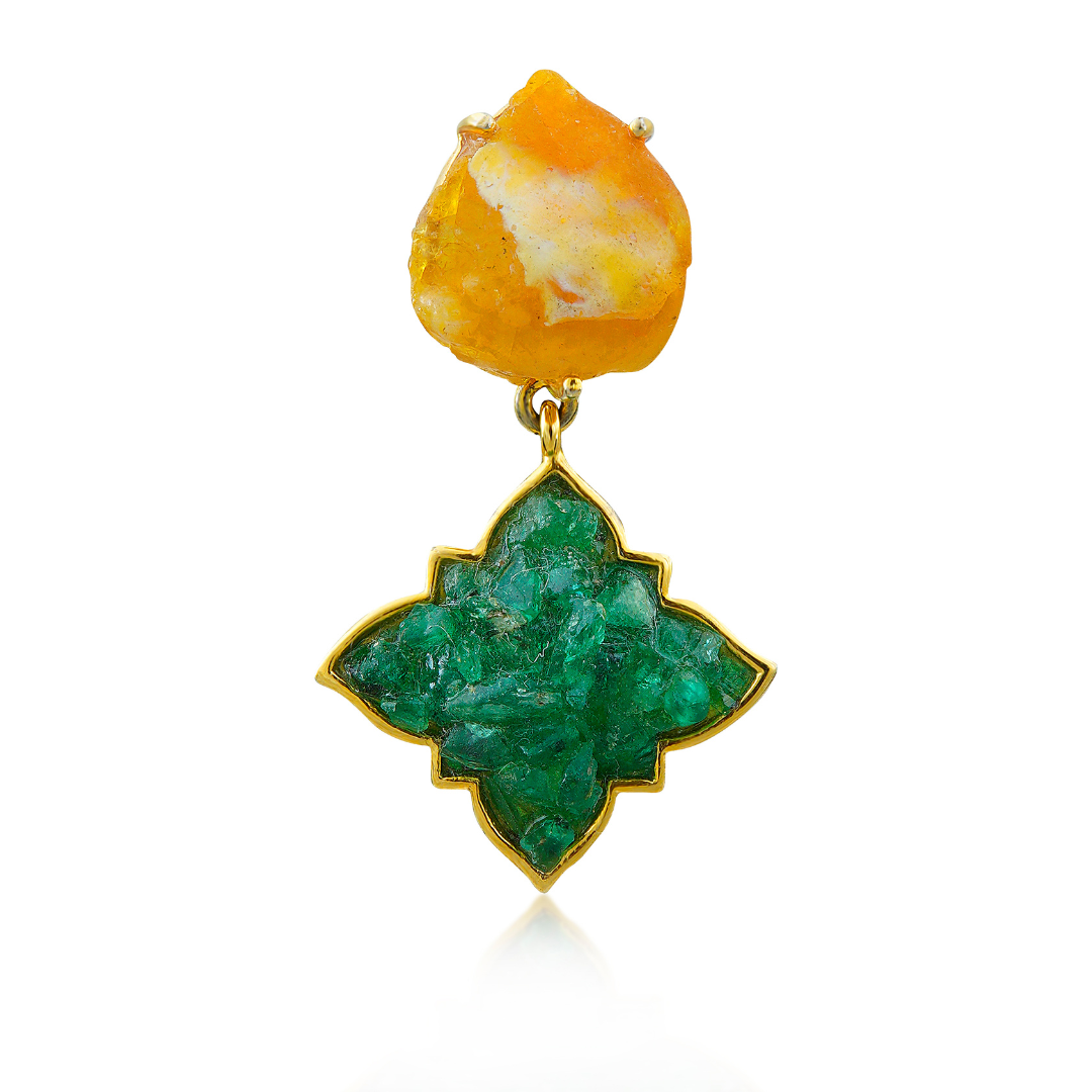 Natural Yellow Sapphire and Emerald Pendant