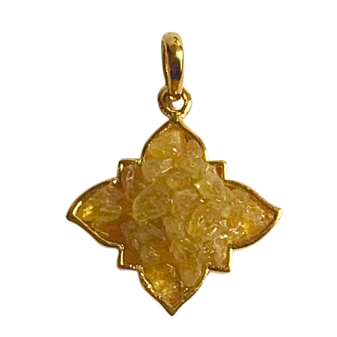 Natural Yellow Sapphire Gemstone Pendant Big - HALDI