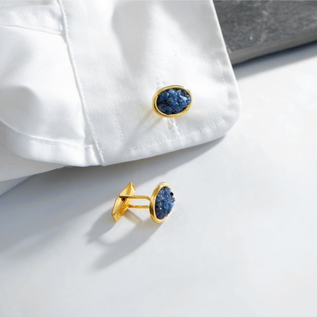 Natural Blue Sapphire Gem Cuff Links