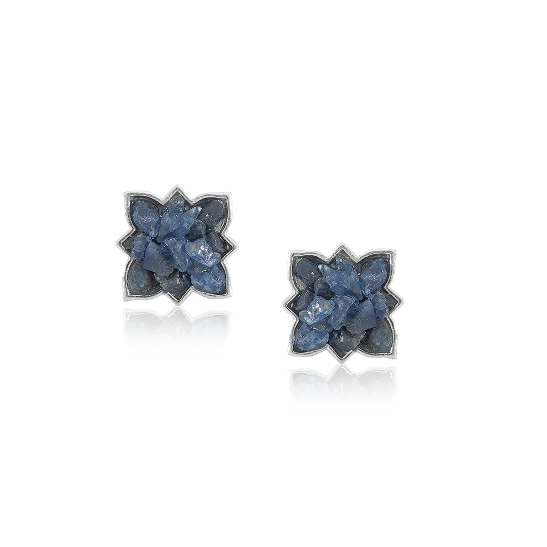 Raw Blue Sapphire Earrings - Neeli