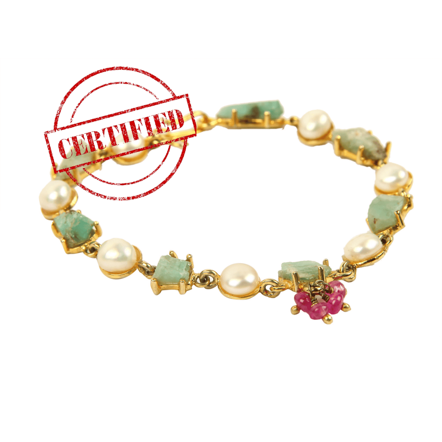 Natural Emerald Pearl Bracelet- Panna Moti Bracelet