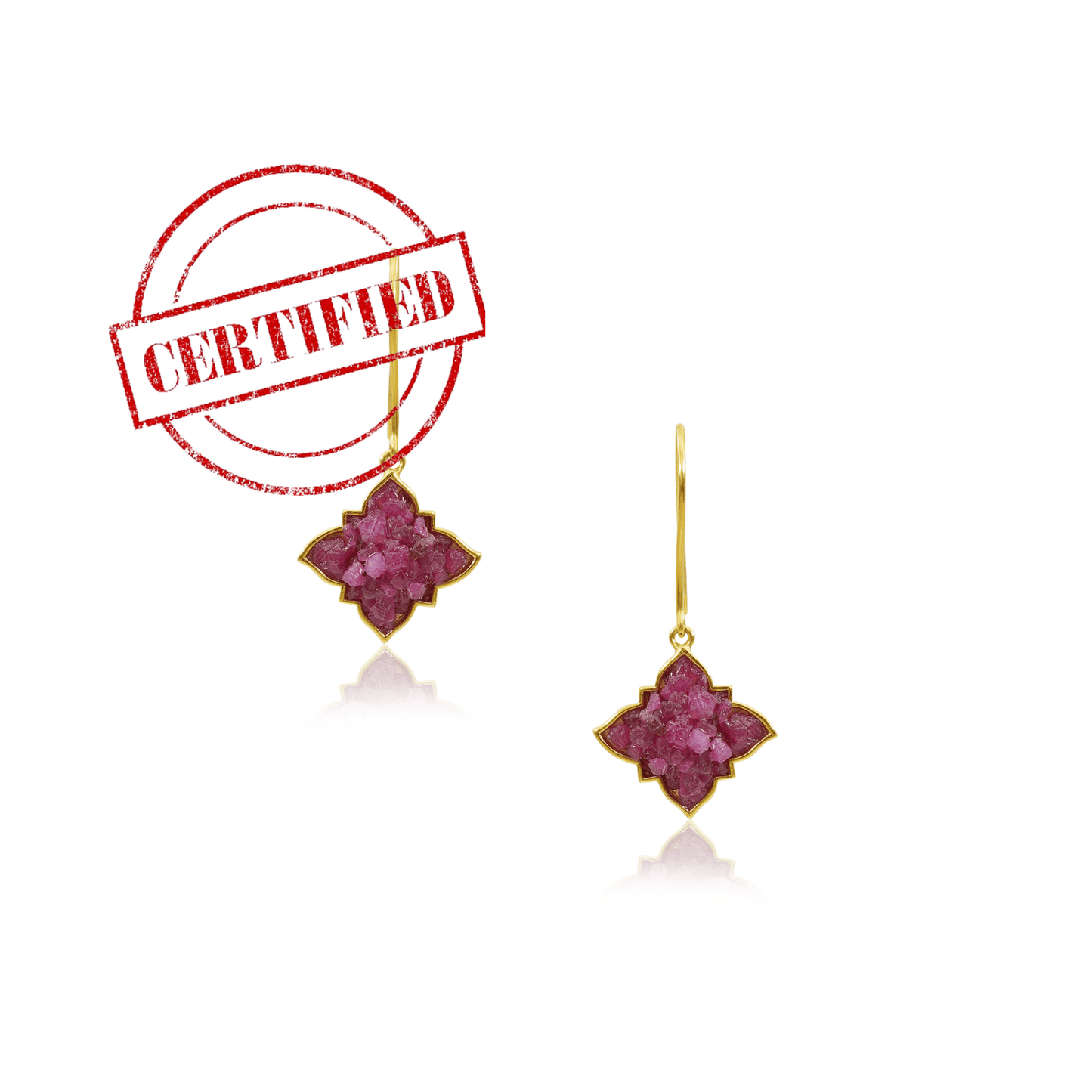 Natural Ruby Earrings - Manik Latkan