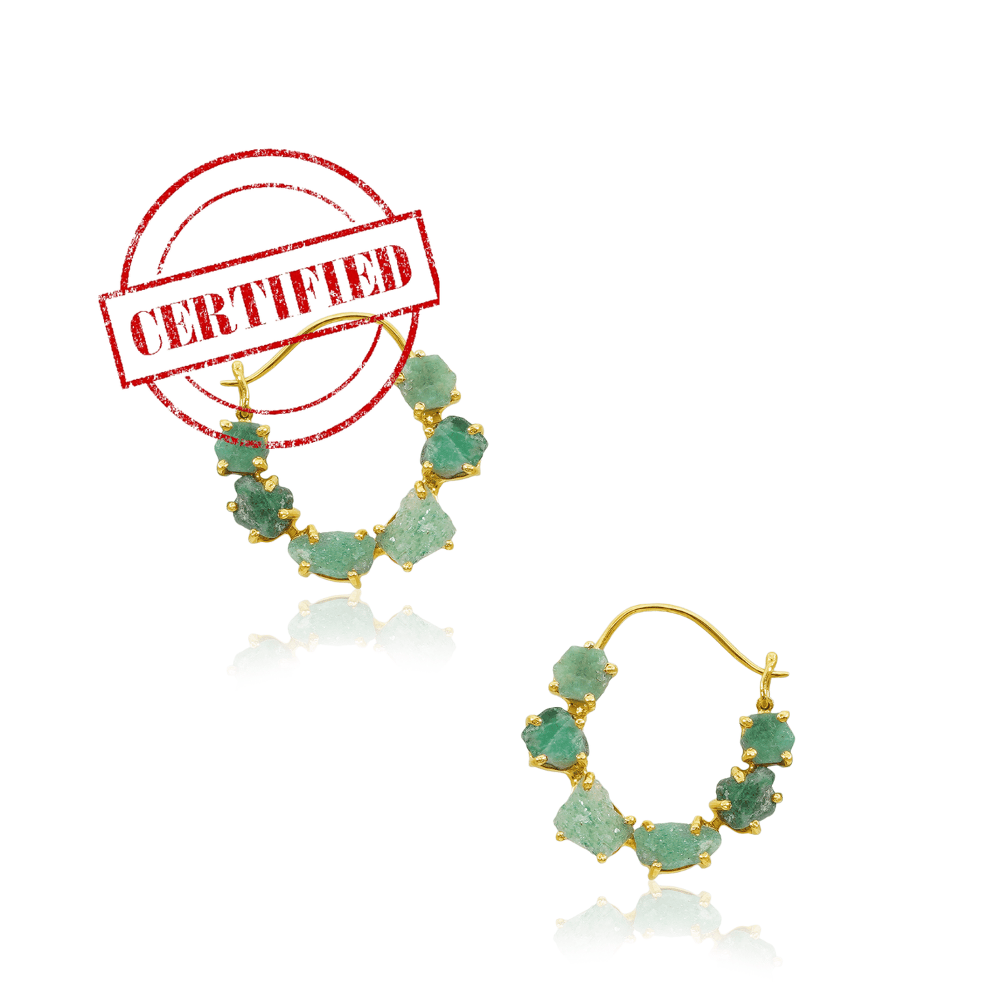 Natural Emerald Multistone Earrings- Panna Baali