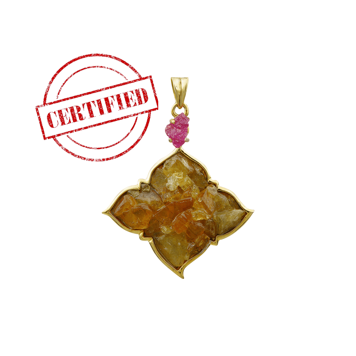 Natural Yellow Sapphire Gemstone Pendant Big - HALDI