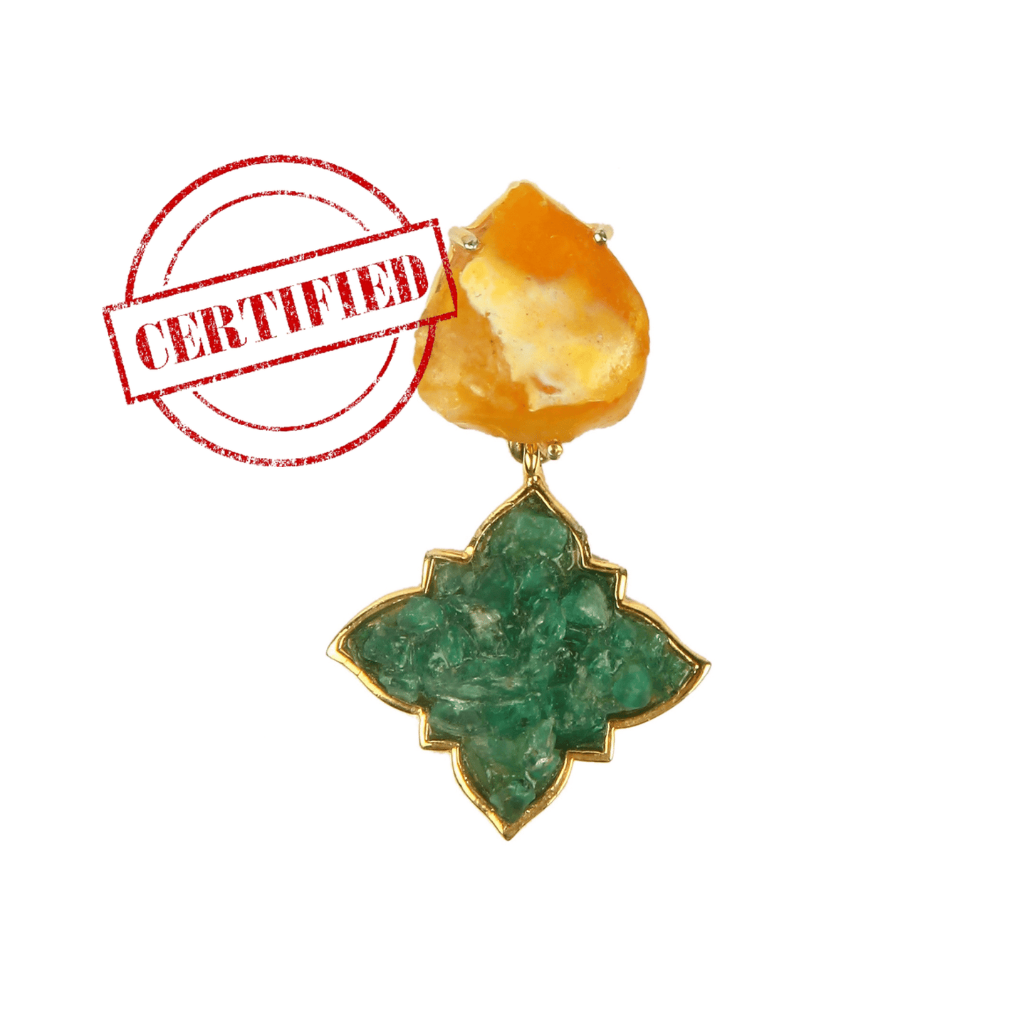 Natural Yellow Sapphire and Emerald Pendant