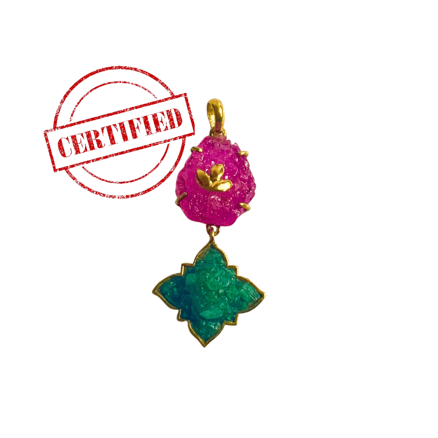 Natural Ruby and Emerald Pendant- Classic