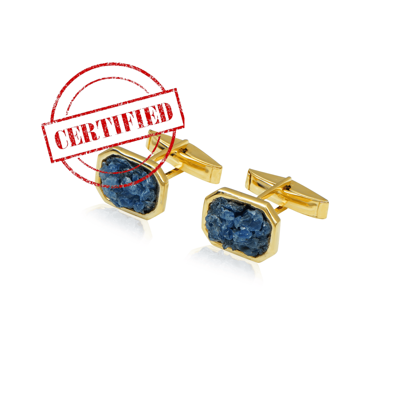 Natural Raw Blue Sapphire Cuff Links