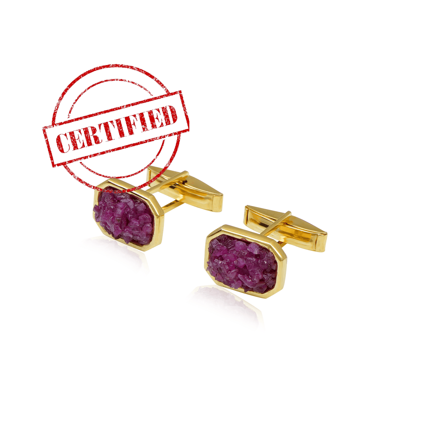 Natural Raw Ruby Cuff Links for Men- Geometric