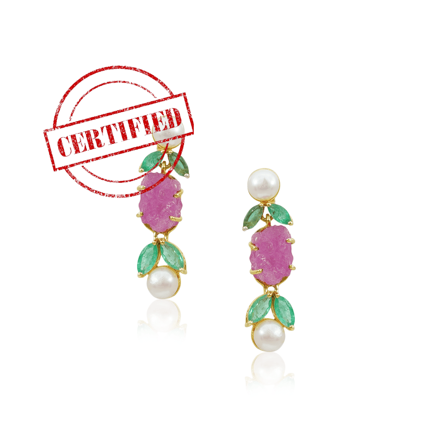 Classic EMERALD and RUBY hanging earrings