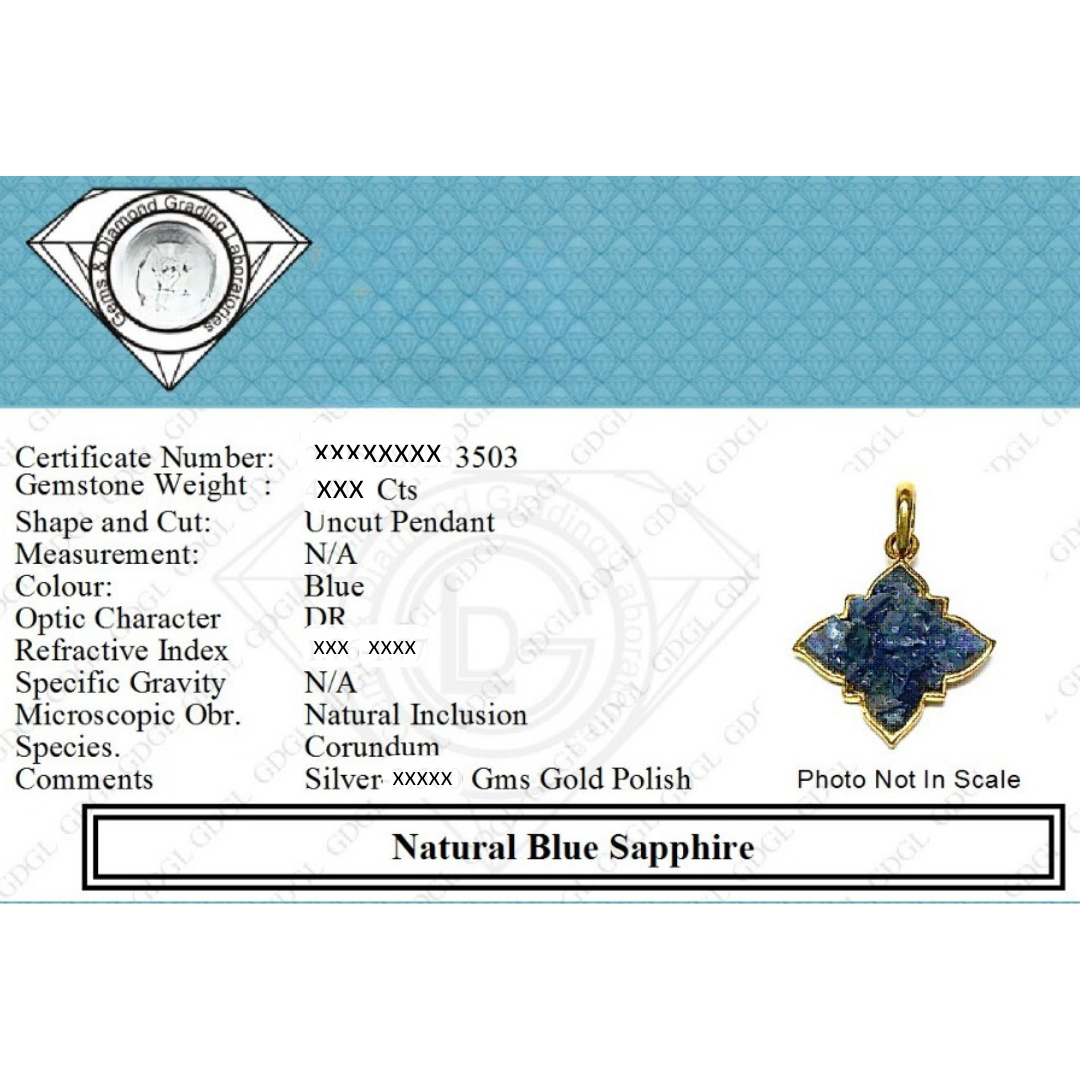 Natural Blue Sapphire Gemstone certificate