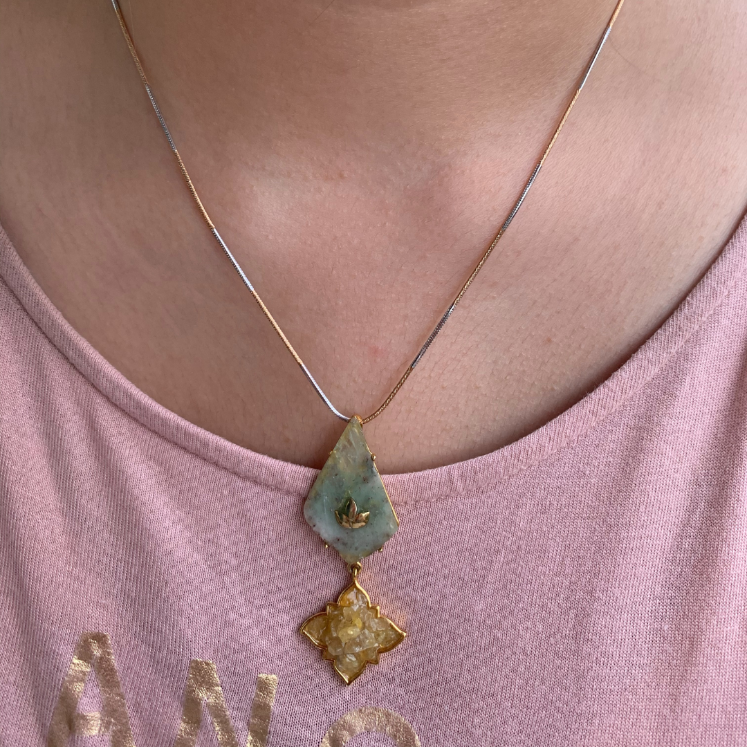 Natural Dual Emerald and Yellow Sapphire Pendant4