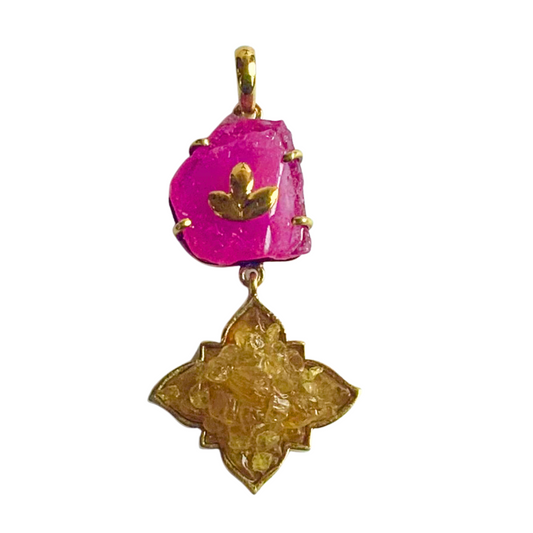 Natural Dual Ruby and Yellow Sapphire Pendant3