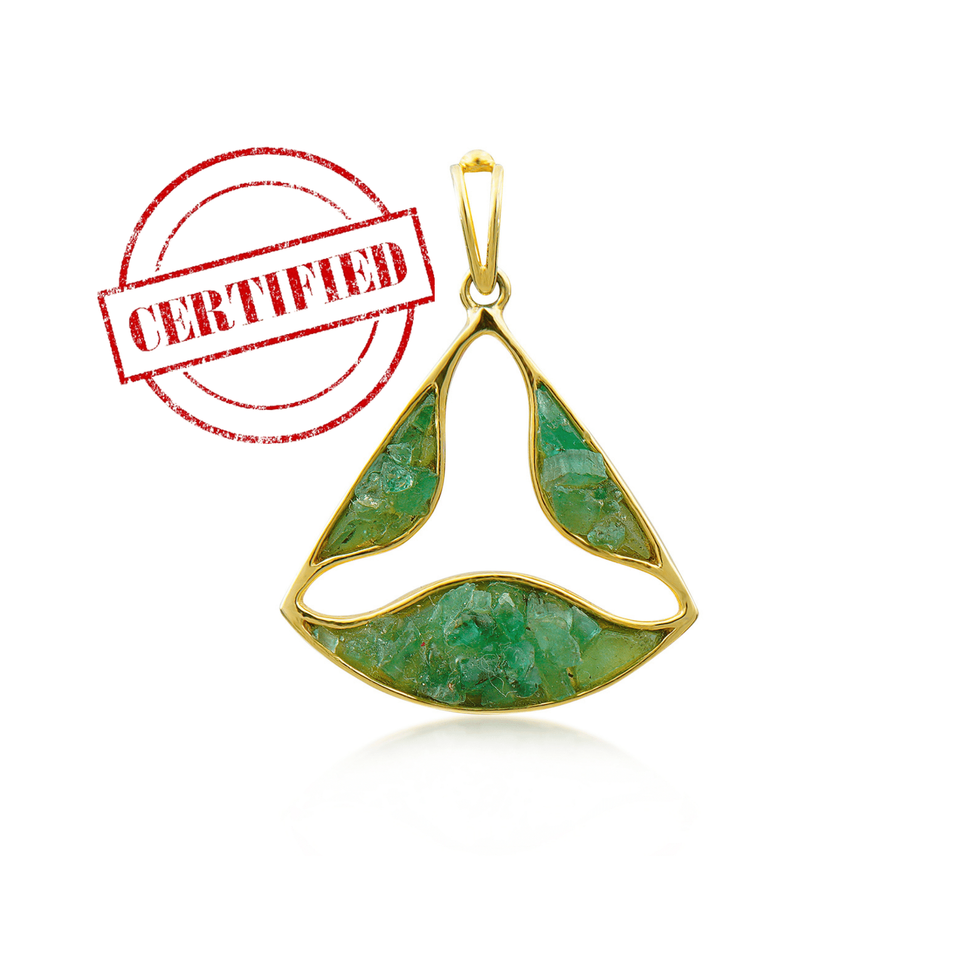 Natural Emerald Pendant with Handcrafted unique design- TRIKON Pendant1