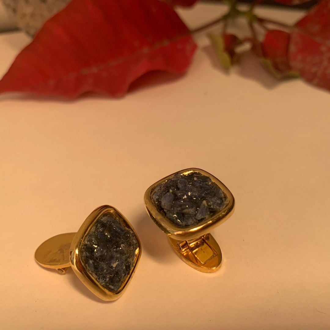 Natural Raw Blue Sapphire Cuff Links design12