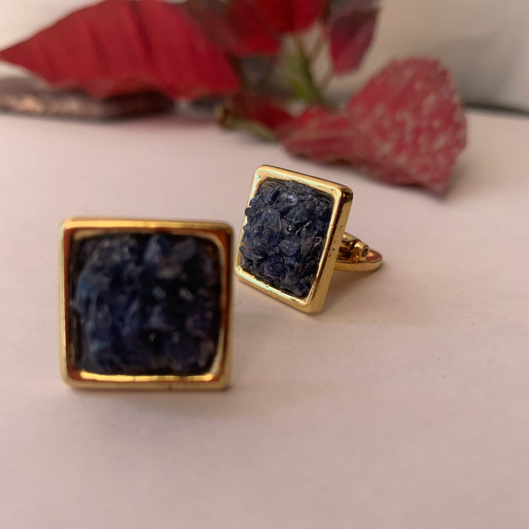 Natural Raw Blue Sapphire Cuff Links for Men1